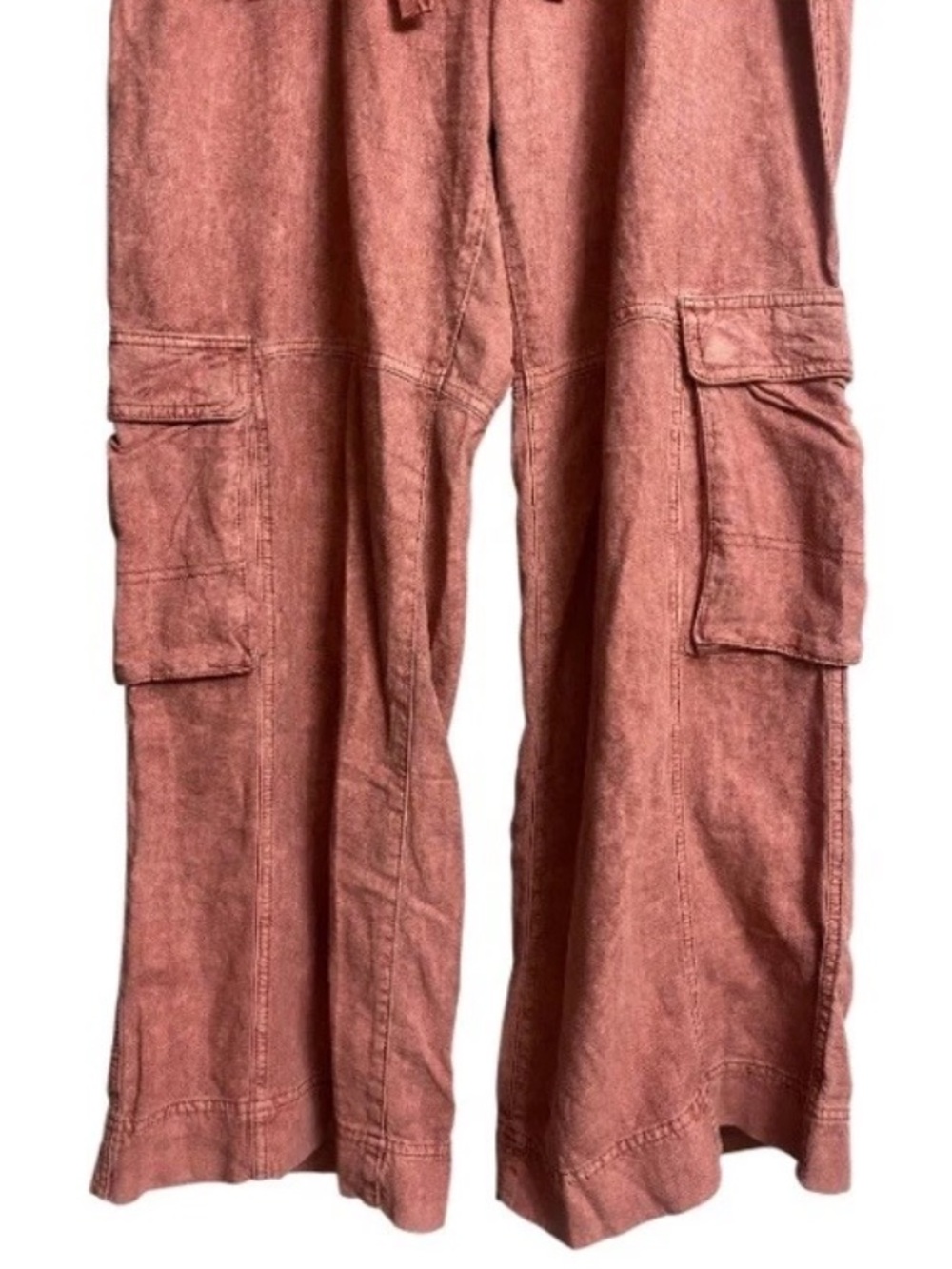 PILCRO BY ANTHROPOLOGIE Linen Blend Beach Cargo Trouser Pants Size 29 Dark Rose - Picture 6 of 12